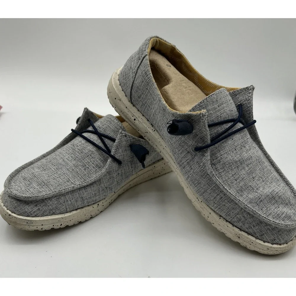 Hey Dude Wendy Chambray White Blue Women's Size 7 EU 38 UK 5